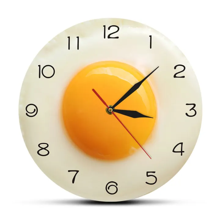 Fried Egg Poached Egg Wall Clock Egg Yolk Clock Digital Pointer Clock ...