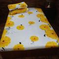 Sunflower Print Bed Sheet With Pillow Case (White). 