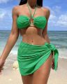 Beach Skirt Solid Swimsuit For Women. 