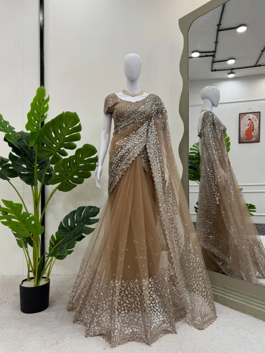 Stunning%20Soft%20Net%20Designer%20Saree%20with%20Sequins%20Work%20By%20Sapnaaz%20Fashion%20-%20Image%205