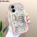 Jizetin for Realme C33 Back Cover Golden Butterfly Cream Wavy Edge Soft Silicone Phone Case. 