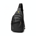 Men Crossbody Bag/ Pu Leather - Black  Fashion Premium Leather Cross Body Bag With Zippered Compartment. 