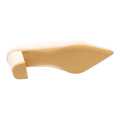 Cream Block Heel Closed Shoes For Women. 