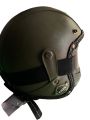 TNS Black Leather Jet Helmet. 