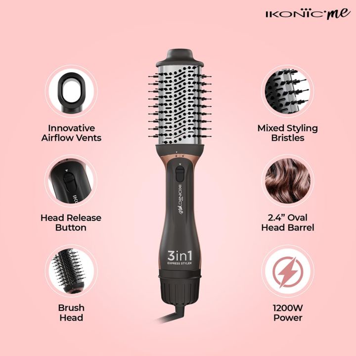 IKONIC ME 3 in 1 Express Styler 1200W | Hot Air Blow Dryer | Volumizer | Ceramic Titanium coated barrel