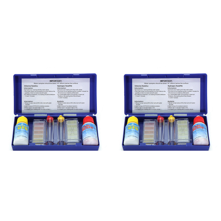 2X Pool and Spa Water Test Kits, PH and Free Chlorine Water Chemistry ...
