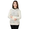 Cream Knitted Sheer Sweater For Women. 