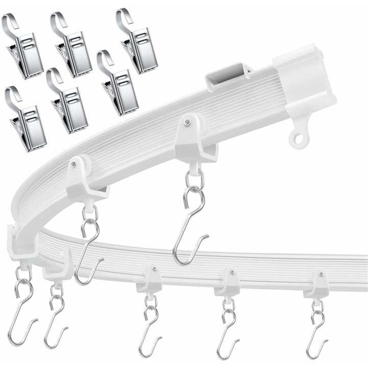 2X Flexible Bendable Ceiling Curtain Track, Ceiling Mount for Curtain Rail, Room Divider Ceiling Track 9.8FT