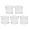 fasdaga 5X Plastic Plant Flower Pot Planter with Saucer Tray Round Gloss Home Garden Decor, White Upper - 17cm/6.69inch. 