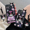 Kuromi Case OPPO F21 Pro 5G F21s Pro F21s Pro 5G A1 2018 A1 5G A1k A3 A3s A5 2018 Phone Case Fashion Cartoon Cute Kuromi with Lanyard Stand Holder Soft Silicone Rubber Shock-proof Back Cover. 