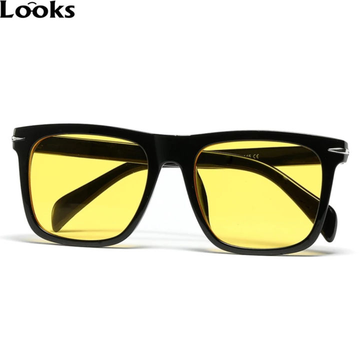 Flat Top David Beckham Matte Black Night Vision UV Trendy Fashion Sun Glasses