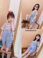 2 Pcs Children Kids Half Sleeve Top+ Rocky  Jeans Set. 