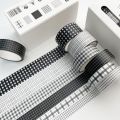 Art Tape Black Washi Tape White Washi Paper Scrapbook Tapes Decorative Tapes for DIY. 