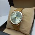 New Design Brown Leather Belt Silver Color Round Dial Best Quality Quartz Wrist Watch FOr Men. 