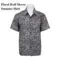 Men's Floral Print Shirt Half Sleeve Summer Casual Long Top for Men's Clothing. 