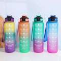 1pc 1000ml Large Capacity Gradient Water Bottle,Water Bottle Straw 1 Litre Leakproof with Time Marker, Sports Fiess. 