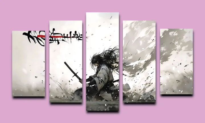 Samurai%20Warrior%20Canvas%20Wall%20Art%20%E2%80%93%20Japanese%20Anime%20Style%20%7C5-Piece%20-%20Image%203