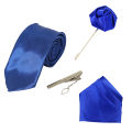 7Mm Plain Tie With Tie Pin, Coat Flower Batch & Hankey (Next What). 