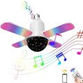 LED Four-leaf Bluetooth Music Lamp Colorful Intelligent Audio Folding Bulb Lamp+Remote Control Deformable Ceiling Fixture Lights. 
