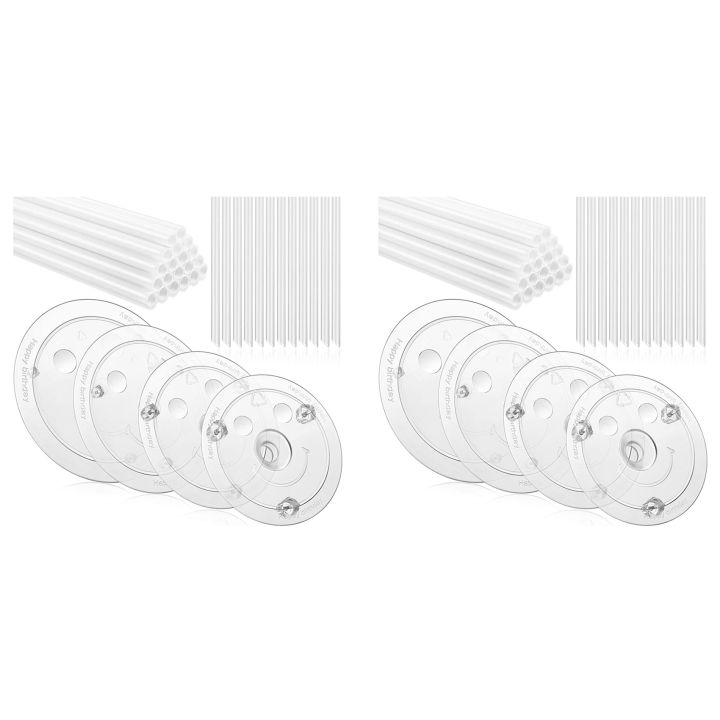 40 Pieces White Plastic Cake Sticks Support Rods with 8 Pieces Cake Separator Plates Cakes and 24 Pieces Clear Cake