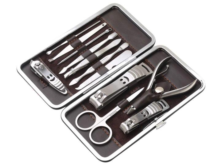 11%20In%201%20Professional%20Manicure%20Pedicure%20Kit%20Luxury%20Nail%20Grooming%20Set%20With%20Designer%20Leather%20Case%20(Stainless%20Steel,%20Silver)%20-%20Image%208