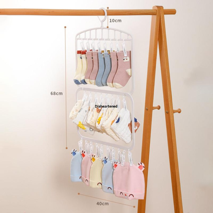 Hanging space hanger multi-functional double-layer single hanger sock dry storage box underwear hit new style/wardrobe windproof saving drying rack underwear