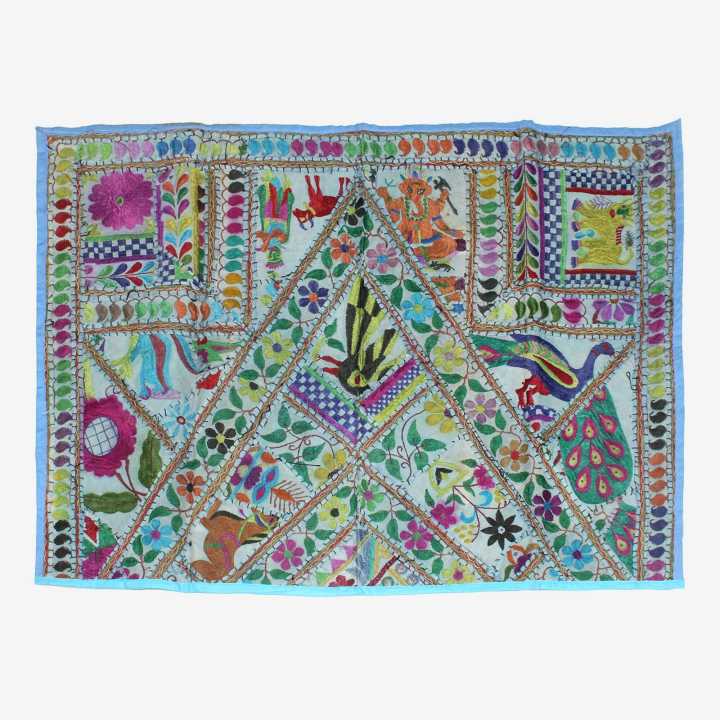 Gujarati Art Floral Design Cotton Table Cloth 2X2.5M