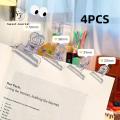 Sweet Journal 4PCS Ins Binder Clip Transparent Book Paper Clip Clear Ticket Bill Clips Stationery Office Supplies. 