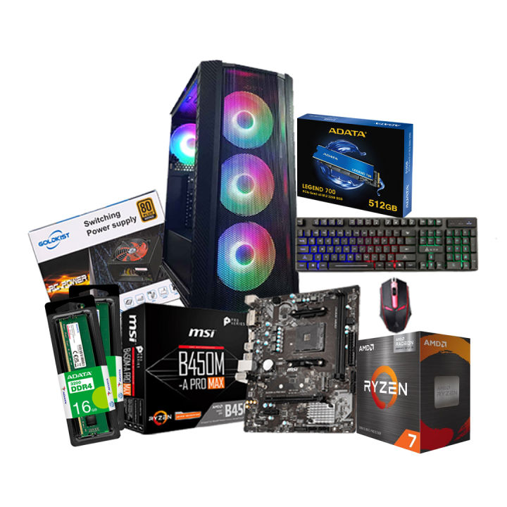 Best Budget Gaming PC With Ryzen 7 5700G, 650 Watt 80+ PSU, 32GB 16*2 3200Mhz RAM, 512GB SSD