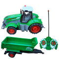 RC Tractor with Trailer - Rechargeable Remote-Control Farm Truck Toy for Kids with Realistic Lights. 