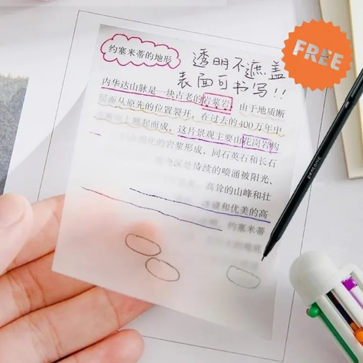 ProArt%20Transparent%20Sticky%20Notes%20With%20Free%20Pentonic%20Ball%20Pen%20(%207.5x7.5cm,%2050%20Sheets%20)%20%7C%20Multipurpose%20Transparent%20Sticky%20Notes%20-%20Image%203