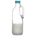 Basic Glass Milk/ Juice/ Water Bottle / Bottles 1400 ml 1 Pc, Blue Lid. 