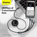 Baseus 3 in 1 Retractable USB Cable For iPhone 12 Pro Max 3.5A USB Micro Type C Quick Charging Cable For Sumsung Huawei Vivo Oppo Xiaomi Realme. 