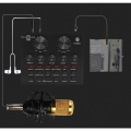 3-in-1 Podcasting Kit: Condenser Microphone, Headphones, Sound Card. 