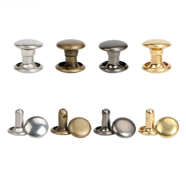 100Sets Metal Leather Collar Decor Rivet Stud 6/8/10mm Double Cap Spot Nail Clothes Accessory Screw Leather Bag Stud Bag Belt Jacket Shoes Repair