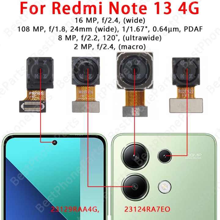 Front and Rear Back Camera For Xiaomi Redmi Note 13 4G Main Facing Camera Module Flex Cable Replacement Spare Parts