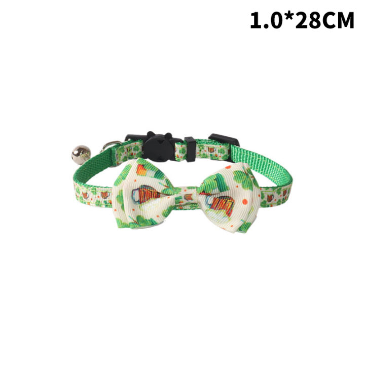 St.Patrick's Day Cat Collar With Bow Tie And Bell Breakaway Cat Collar Adjustable Safety Kitten Collar For Girls Boys Male