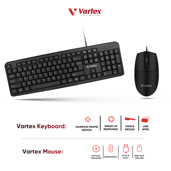 Vartex Wired Optical Mouse and USB Keyboard with Nepali/English Fonts Combo – Ideal for Desktops and Laptops