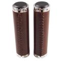 1 Pair Retro Bike Handlebar Grips Soft Pu Leather Mountain Bike Handle Cover Non-Slip Bicycle Cycling Accessories. 