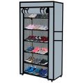 6-Layer Simple Design Non Woven Fabric Single Row Shoe Rack. 