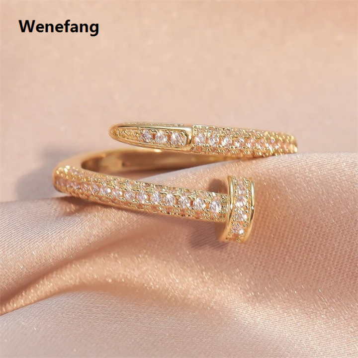 Wenefang%20Luxurious%20Wooden%20Nail%20Modeling%20Design%20Shiny%20Zircon%20Gold%20Silver%20Color%20Ring%20Women's%20Men%20Open-Loop%20Elegant%20Temperament%20Accessories%20-%20Image%205