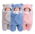 Newborn Baby Hooded Blanket Sleeping Bag Sack Swaddle Infant Winter Warm Fleece Receiving Blanket with Legs Knit Stroller Wrap ( 0-8 ) Month. 