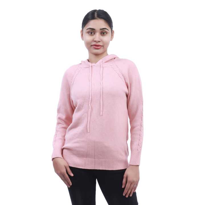 Pink Solid Hoodie For Women (SK-88)