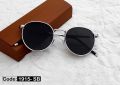 Round Silver Frame Poly-carbonate Black Lens Sunglasses With UV Protection For Men | Fashion Round Shape Sunglasses for Men. 