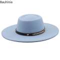 British Style Felt Fedoras Hats for Women9.5CM Wide Brim Men Formal Luxury Jazz Caps Bowler Wedding Dress Hat Chapeau Femme. 