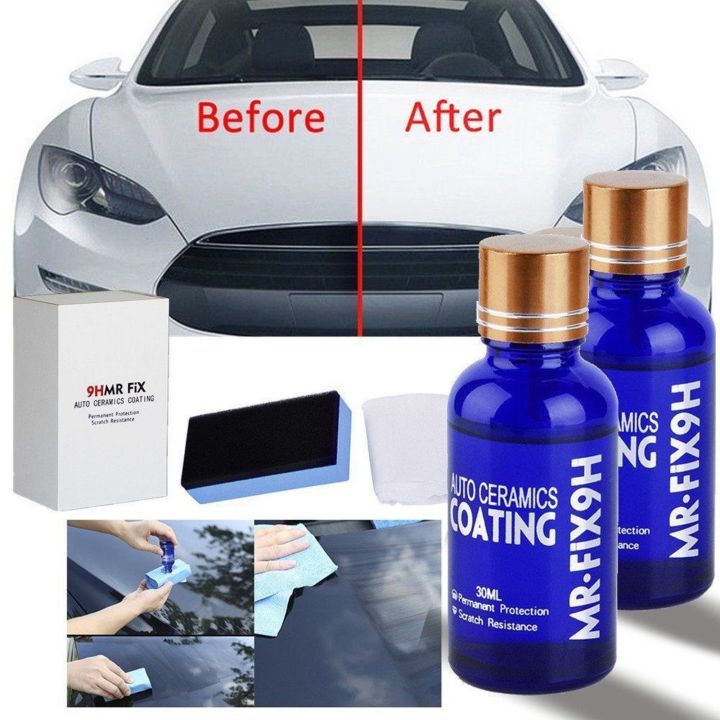 Mr. Fix Premium Coating Protective Paint Coat Upgraded 9H Ceramic Coat Car/Bike Polish Liquid Car Ceramic Coat Super Hydrophobic Coating Crystal Set Auto Detailing Glass coat 30ml