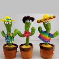 Dancing Cactus Toy Song Singing,Talking,Record & Repeating What You say Electric Cactus, Wiggle Mimicking Cactus Plush Toy, LED Light for Home Decor & Babies Interaction. 