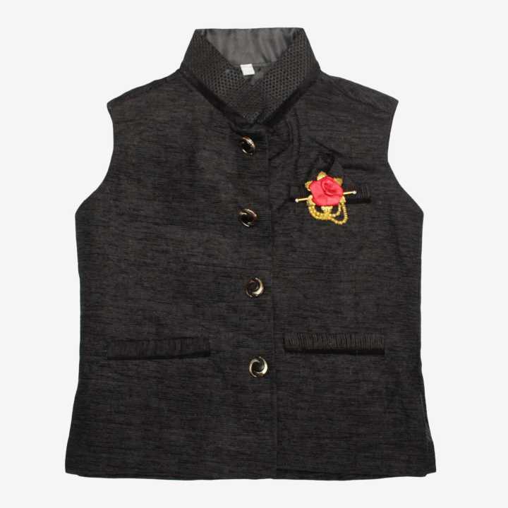 Black Color Cotton Plain Design Modi Coat For Kids with Broach Daraz .np