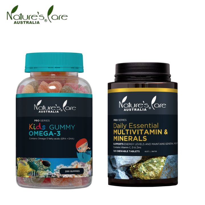 Nature;s Care Set of 2 Food Supplements, Kid's Gummy 200's & Multivitamins 120's