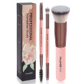 MAANGE 3pcs Essential Travel Makeup Brush Flat Foundation, Eyeshadow, Eyebrow Brush MAG51645. 